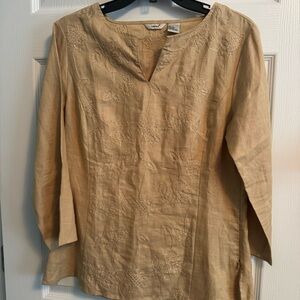 edward Embroidered Tan Blouse